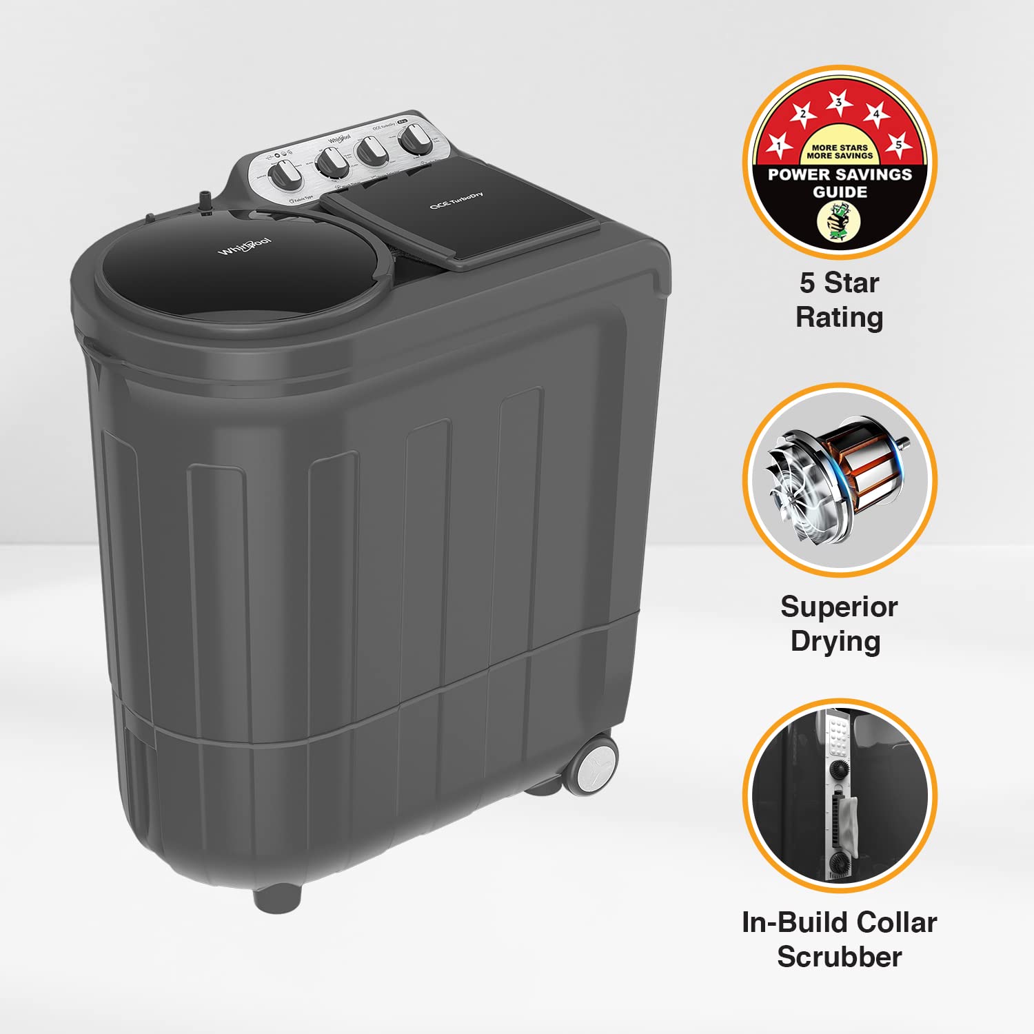 Whirlpool 8 Kg 5 Star Semi-Automatic Top Loading Washing Machine (ACE 8.0 TRB DRY GREY DAZZLE (10YR)-NH)