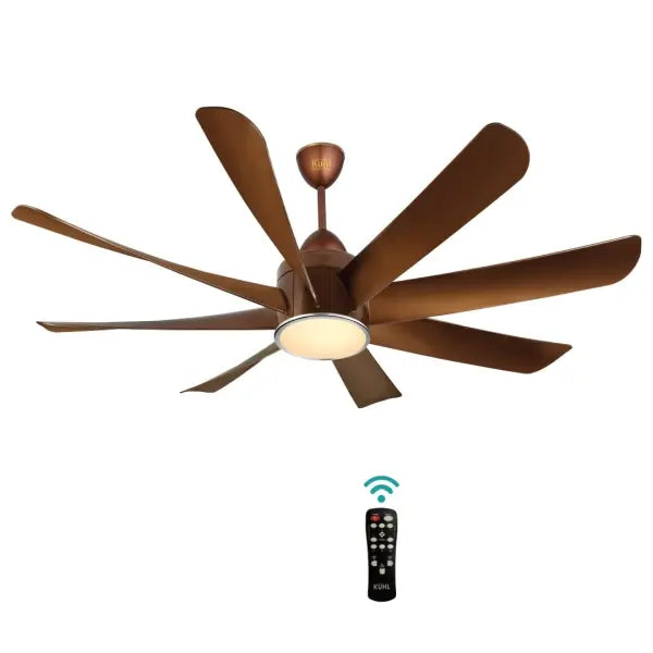 KUHL Stylish Fan Platin D8 5-Star Rated | Smart Phone Remote Control Wi-Fi IoT Alexa Voice Enabled Down Light Brown