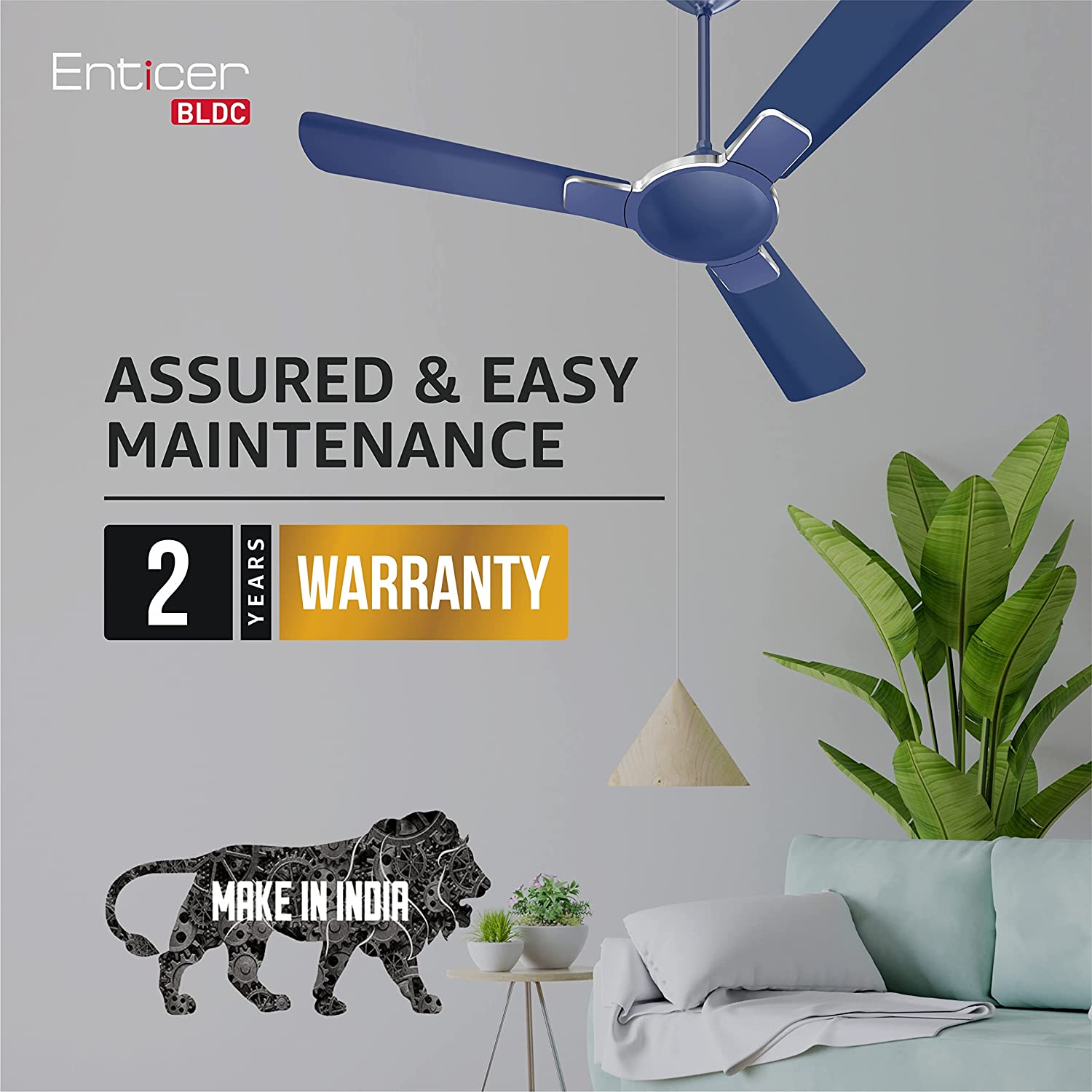 Havells Enticer 1200mm BLDC Ceiling Fan Indigo Blue Chrome