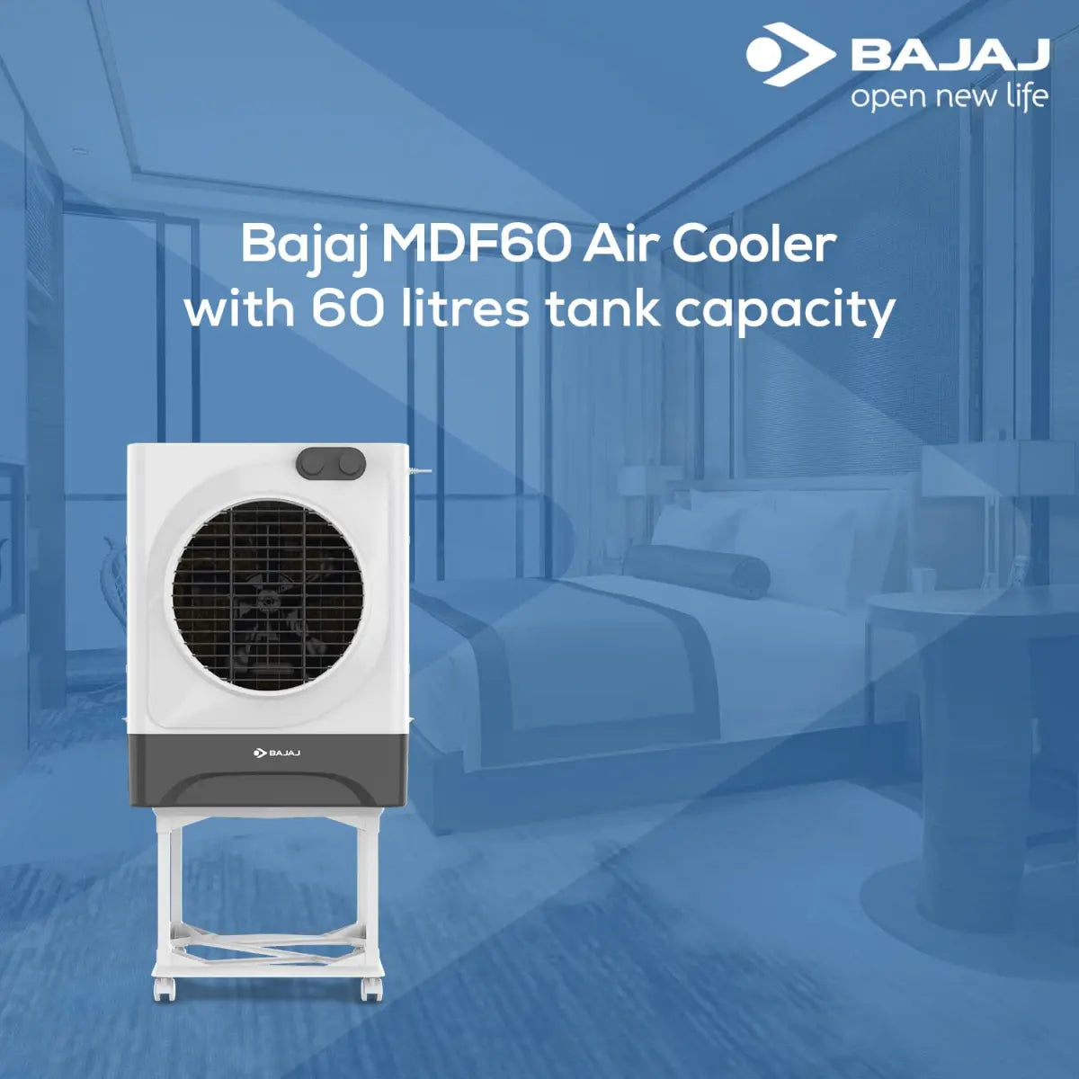 Bajaj MDF60 Dessert AIR Cooler,60L, with Turbo Fan Technology White