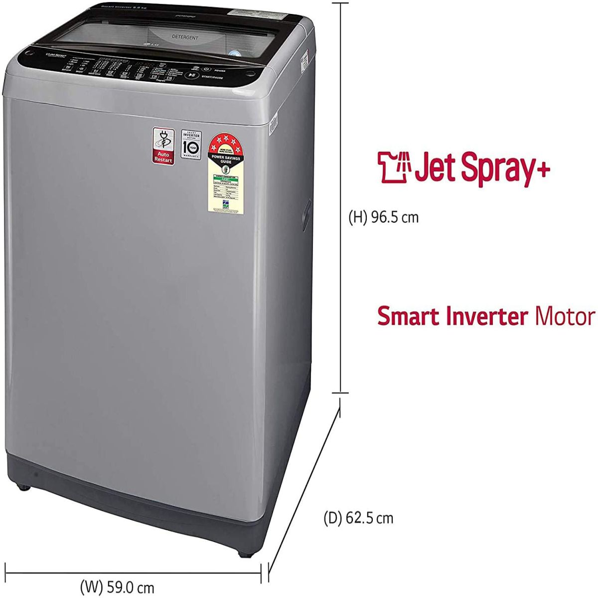 LG 9.0 Kg 5 Star Smart Inverter Fully-Automatic Top Loading Washing Machine (T90SJSS1Z, Stainless Steel, TurboDrum)