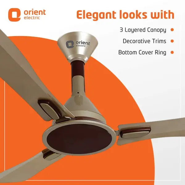 Orient Electric Areta 48 Inch 68 Watt Decorative Ceiling Fan (Golden Beige and Coffee)