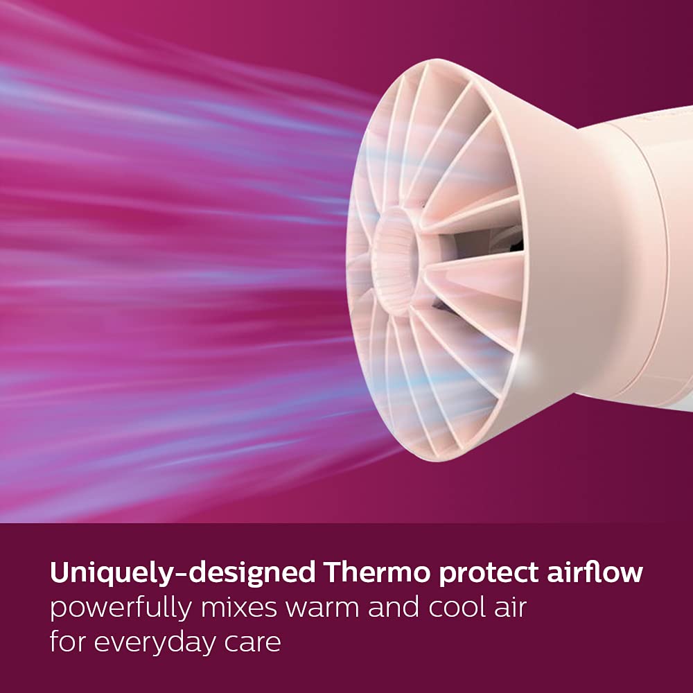 Philips Hair Dryer BHD308/30 1600W Thermoprotect AirFlower, 3 Heat & Speed Settings for quick drying
