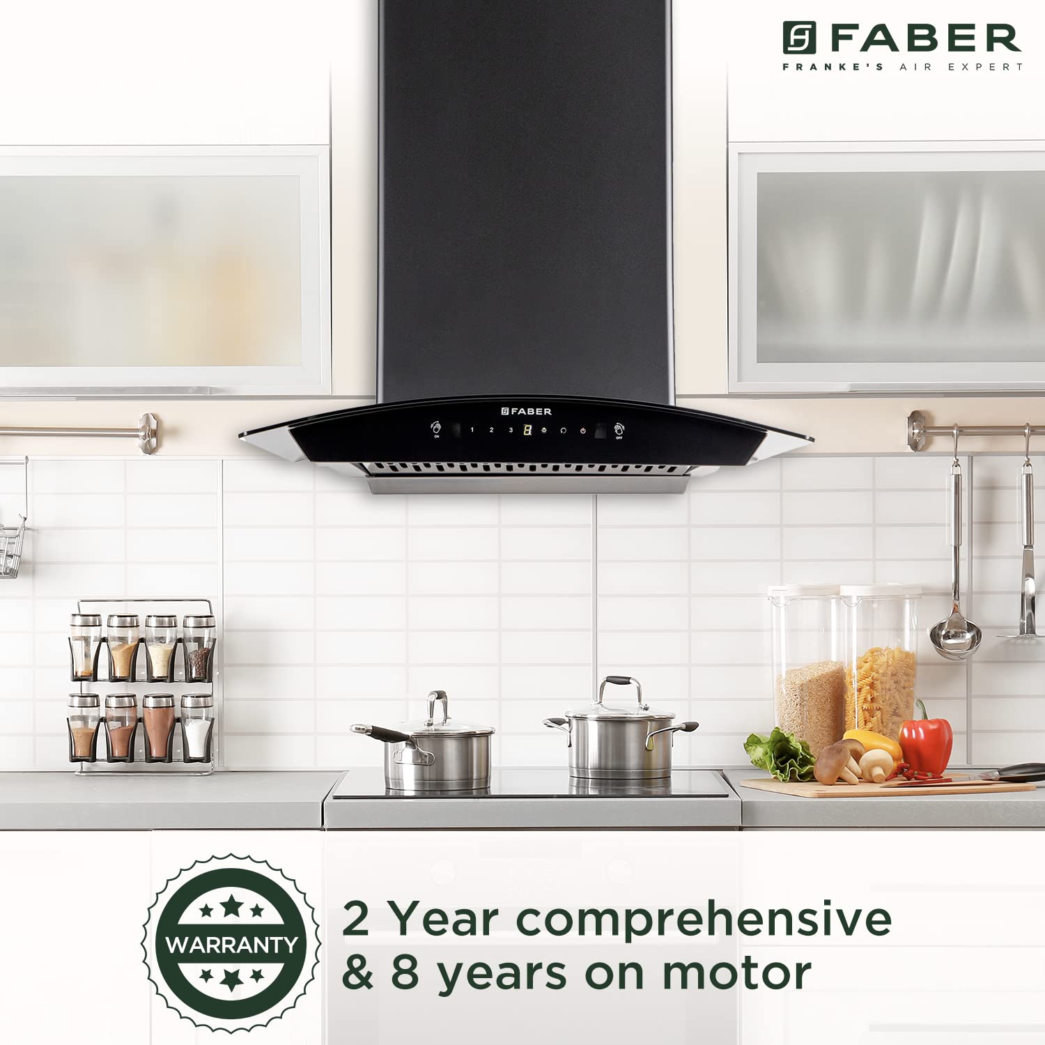 Faber 60cm 1200 m3/hr, Autoclean Filterless Chimney Made in India (HOOD POLO IN HC SC BK 60, Touch & Gesture Control, Black)