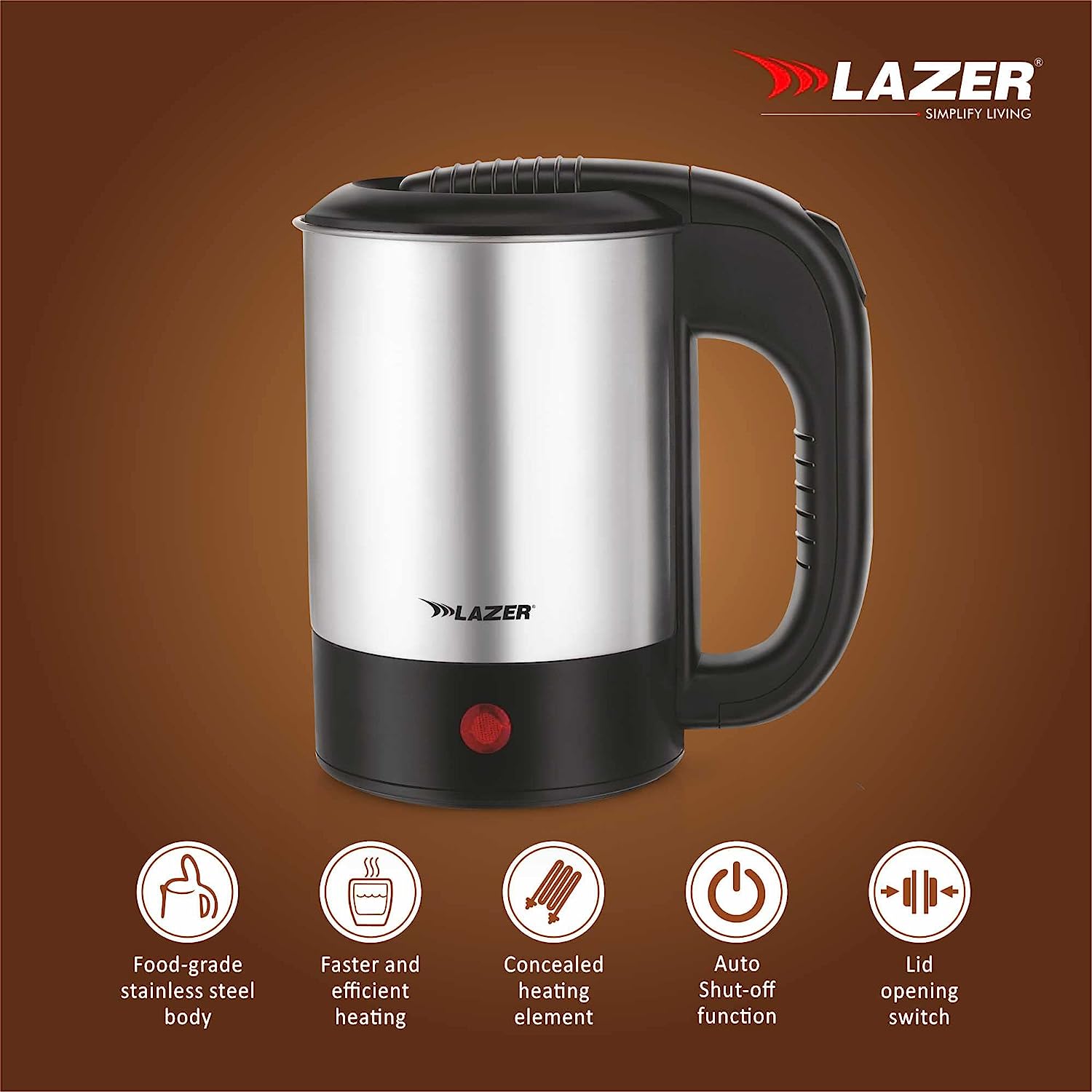 Lazer Hotpot 0.5liter 1000W Electric Kettle (Brushed steel)