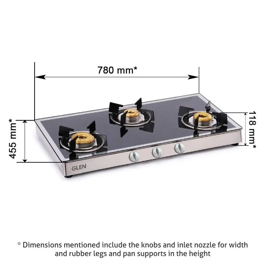 Glen GL 1038 GT Forged BB Mirror Manual Ignition Designer Glass Cooktop