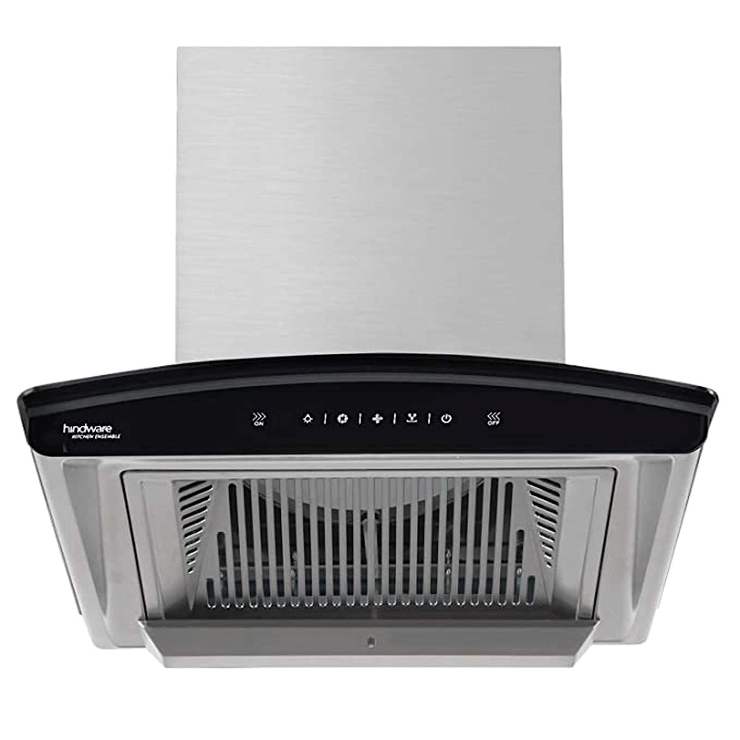 Hindware Nadia 60 cm 1200 m3/hr Filterless Auto-Clean Kitchen Chimney with MS and Touch Control (Inox, C100218)