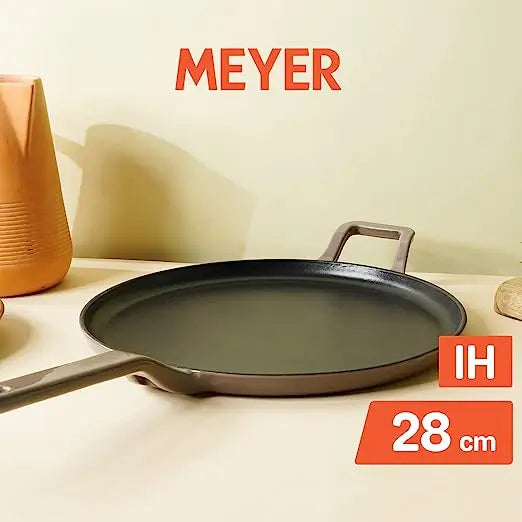 Meyer Enamel Cast Iron Dosa Tawa Induction Base 48601 28cm Grey