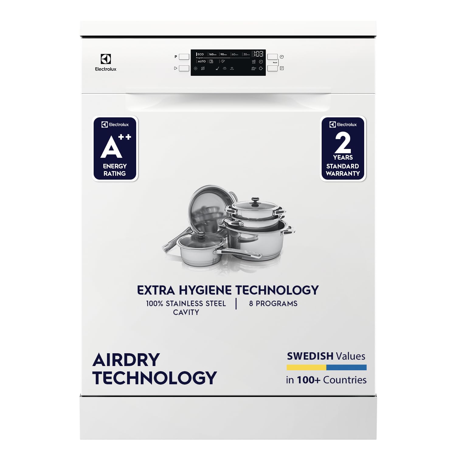 Electrolux ESA47220SW: 13 Place Settings Dishwasher with AirDry & In-Built Heater for Home