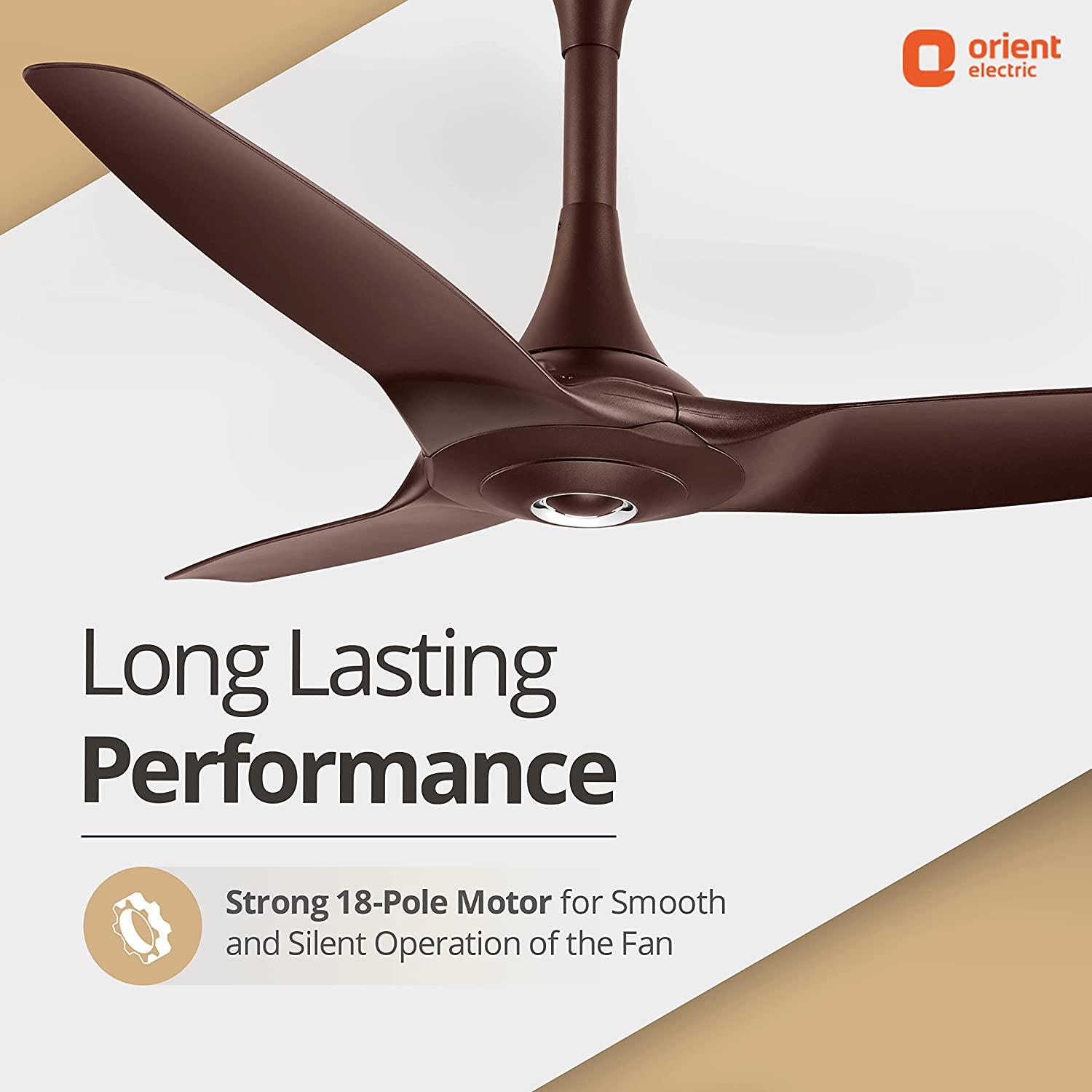 Orient Electric Aeroquiet 1230mm Ceiling Fan Roasted Coffee