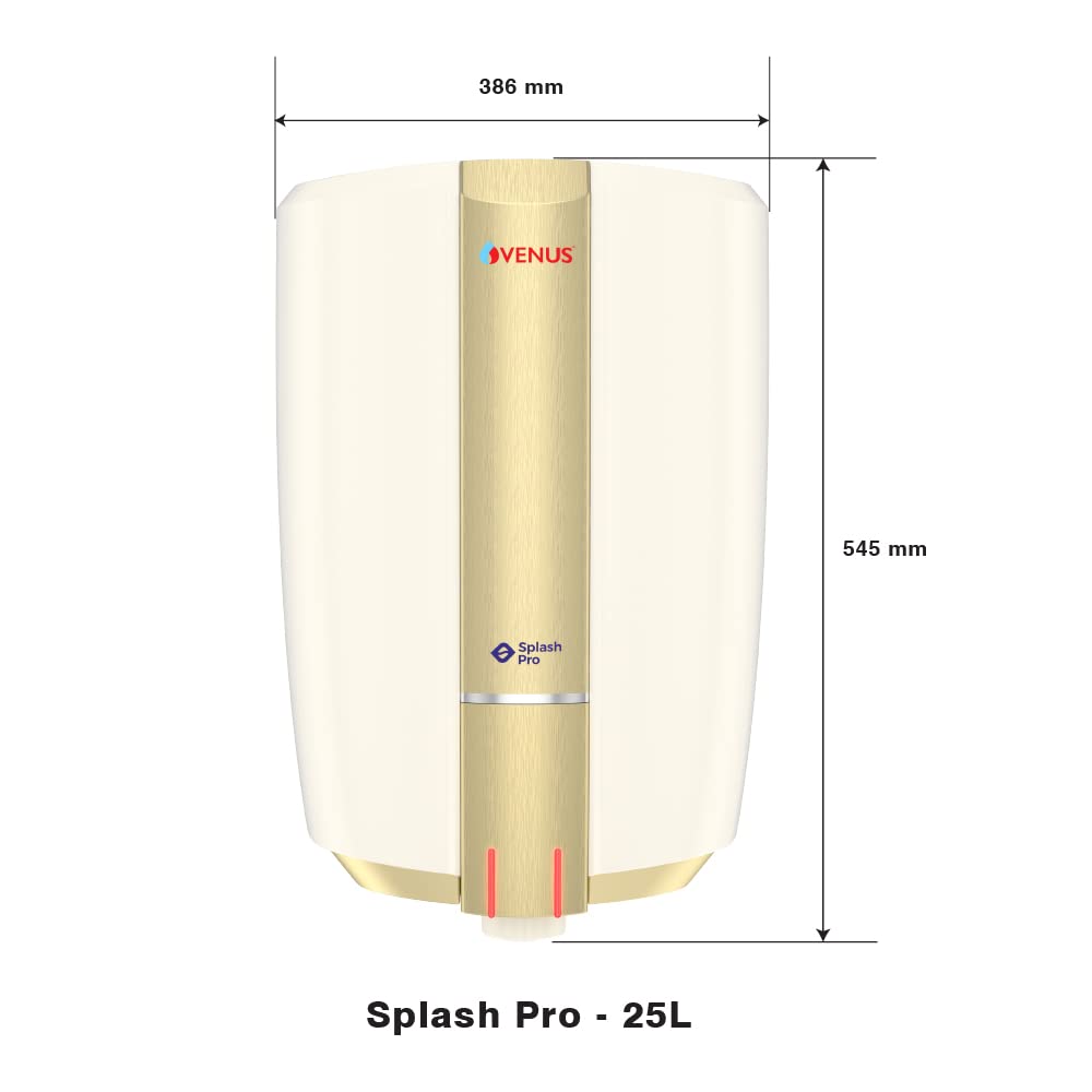 Venus Splash Pro Storage Water Heater (25 Litre, Ivory/Tuscan Gold)
