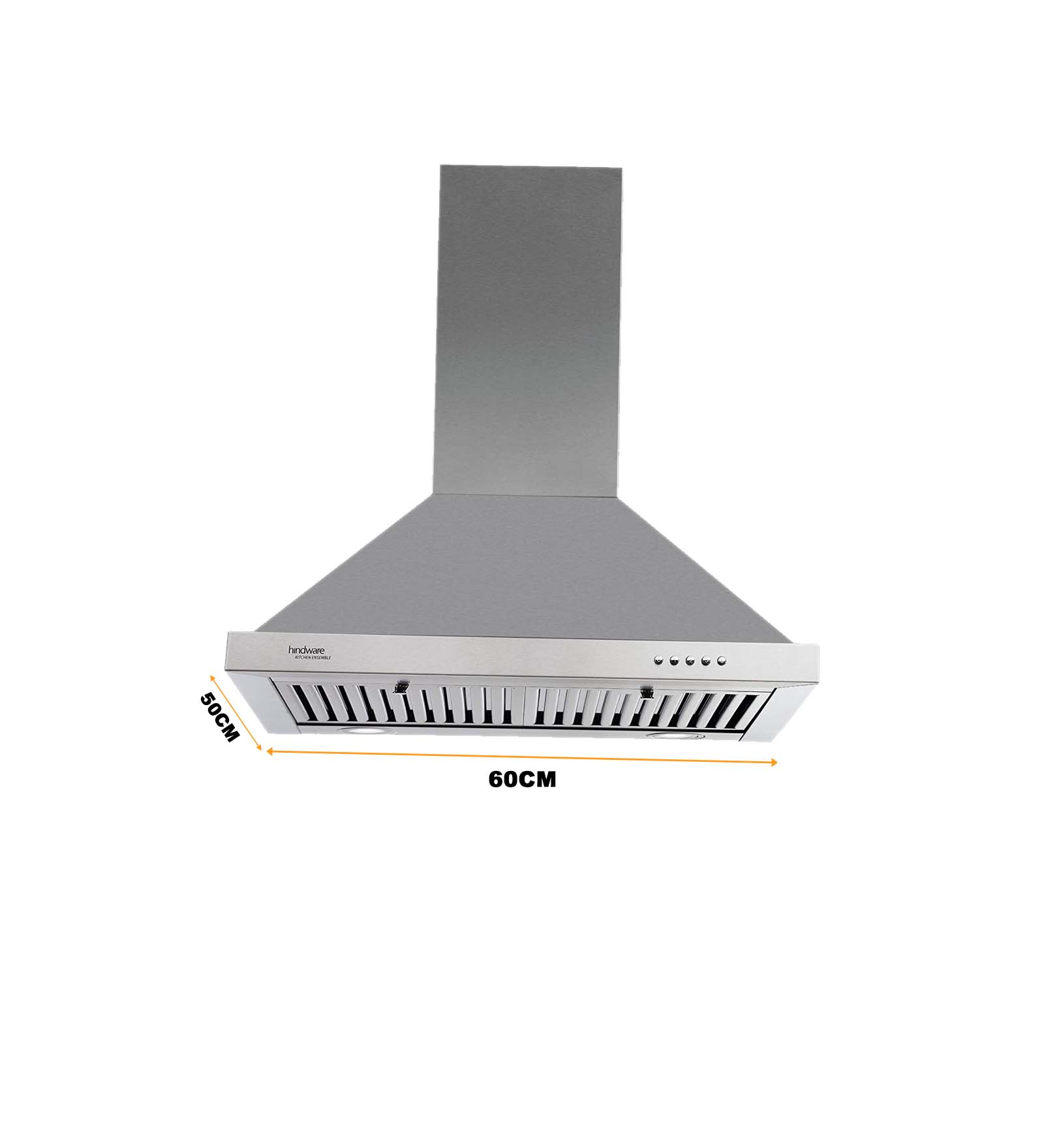 Hindware 60cm 1000 m3/hr Chimney (Blaze SS 60, 2 Baffle Filters, Steel/Grey)