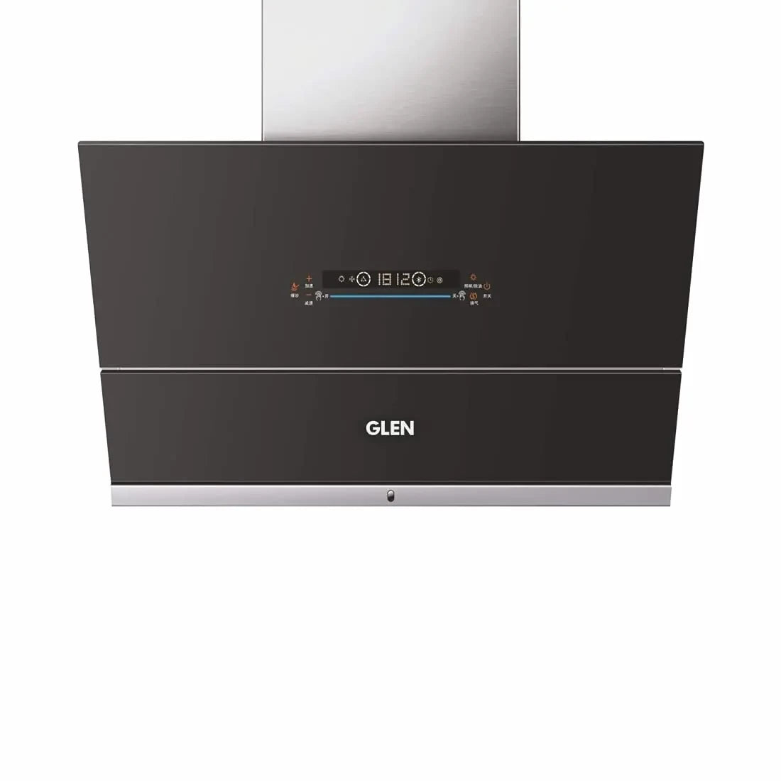 Glen 1400 m/h Auto Clean Vertical Glass Kitchen Chimney (6074,Filter Less,Touch Control with MS, Black) - 90 cm