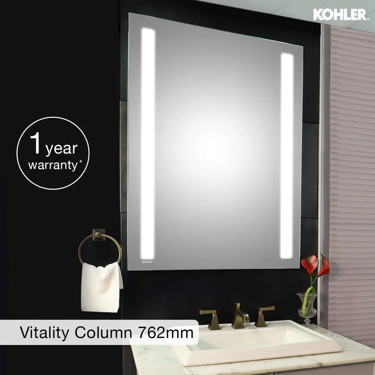 Kohler K-22928IN-NA Vitality Rectangular Light Mirror for Bathroom 762mm