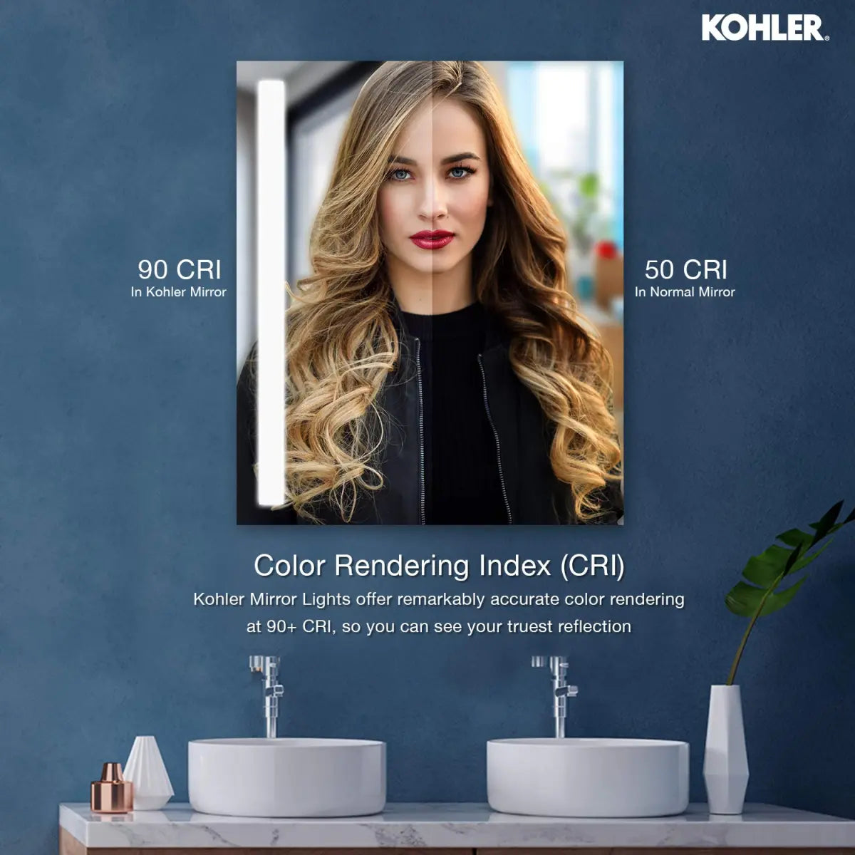 Kohler K-22928IN-NA Vitality Rectangular Light Mirror for Bathroom 762mm