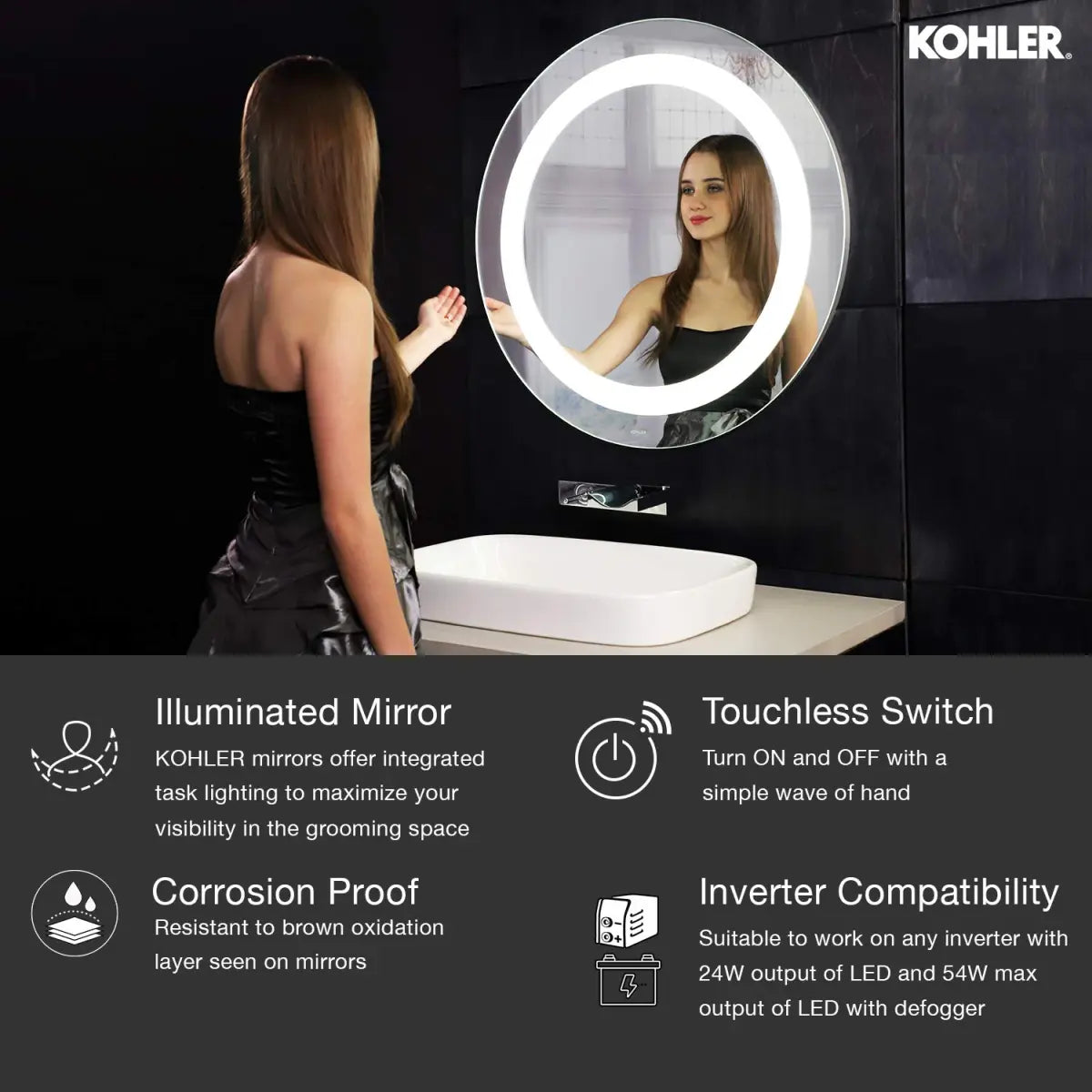 Kohler - K-22932IN-NA Vitality Circular Mirror 40" (101.6 cm) Diameter with Inset LED Lights