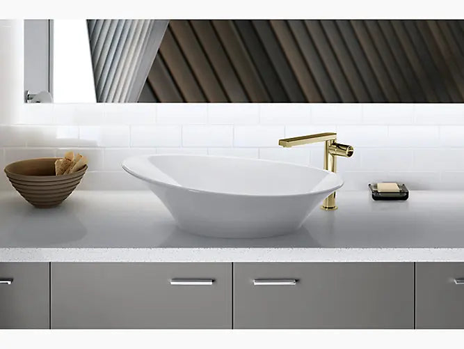 KOHLER K-77171IN-0 Veil Vessel Bathroom Basin Sink without Faucet Hole (White)