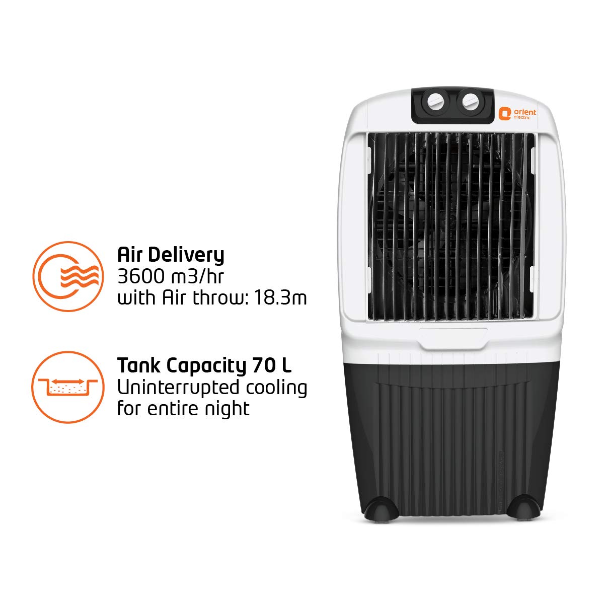 Orient Electric Ocean Air CD7001H 70-Litre Desert Air Cooler (Black/White)