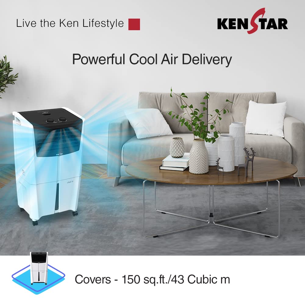 Kenstar Chill 35L  Honeycomb Personal Cooler White & Black