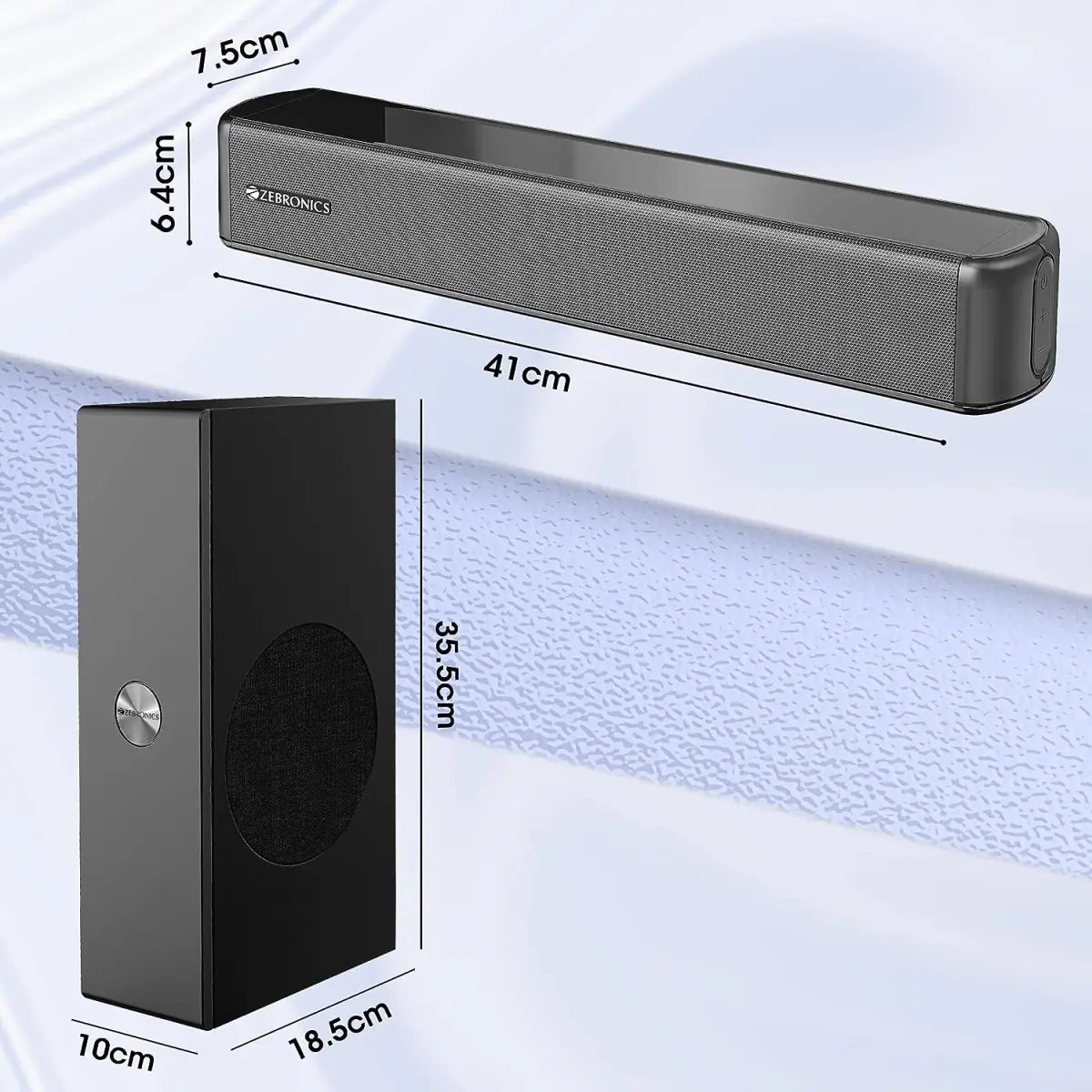 ZEBRONICS Juke BAR 4050 Compact soundbar with 10.16cm (4”) subwoofer, 75W RMS, HDMI ARC, Optical, Bluetooth v5.0, Remote Control, LED Indicator and Wall mountable