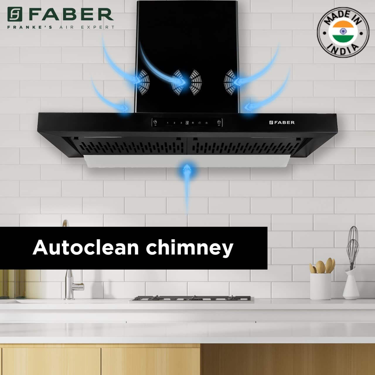 फैबर हुड बोनिटो 3D IND HC SC FL BK 90, 90cm, 1250 m3/hr, 6 वे साइलेंट सक्शन, ऑटोक्लीन, फ़िल्टरलेस, टच और जेस्चर कंट्रोल, 8 साल की मोटर वारंटी, 2 साल की व्यापक वारंटी, भारत में निर्मित, काला।