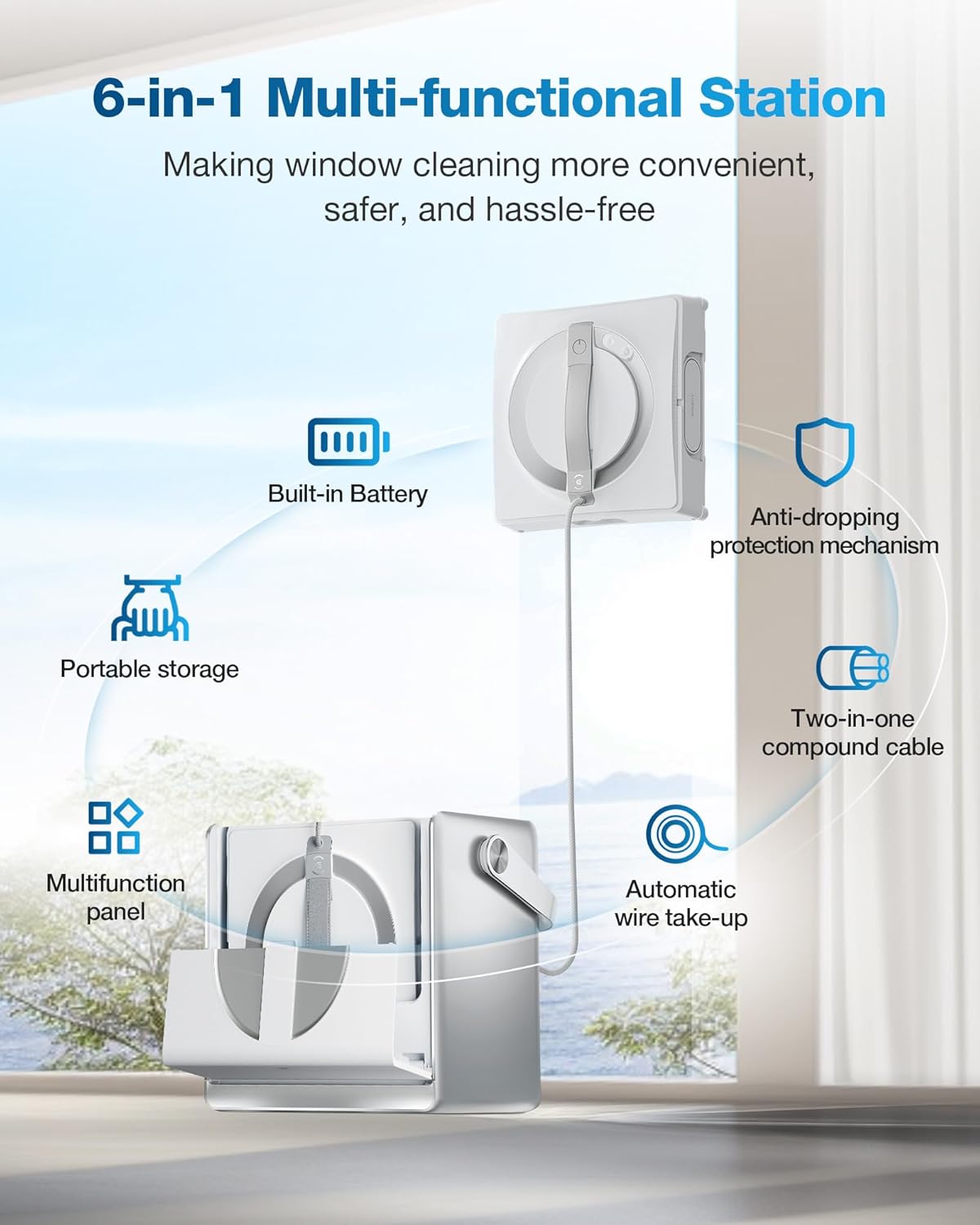 ECOVACS Winbot W2 Pro Omni Window Cleaning Robot, 3-Nozzle Spray, Win SLAM 4.0 Path Planning