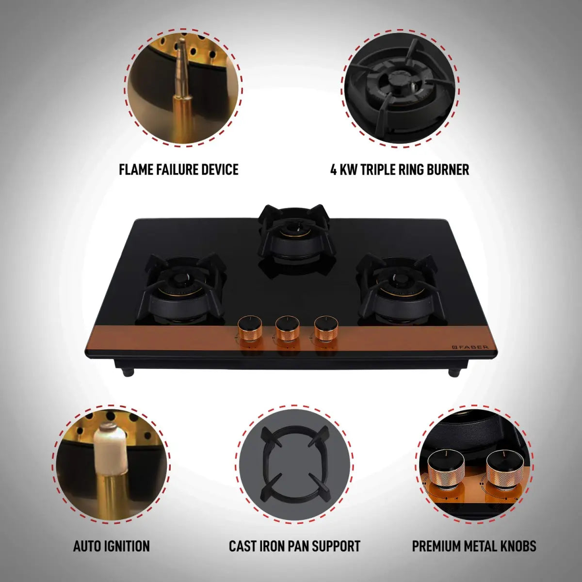 FABER Hobtop 78 cm 3 Burners - UTOPIA HT 783 BR CI