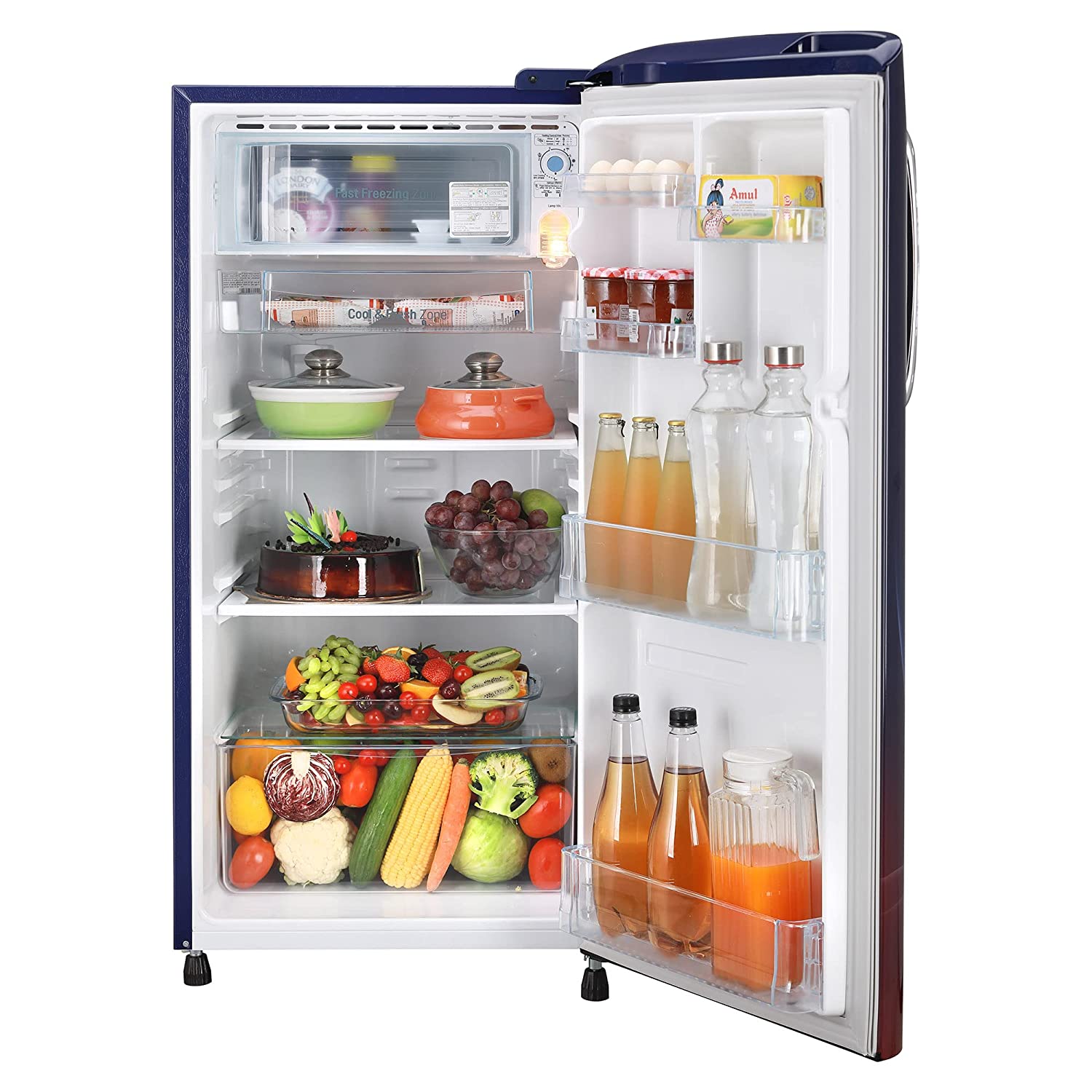 LG 185 L 3 Star Direct-Cool Single Door Refrigerator (GL-B201ABPD, Blue Plumeria, Moist 'N' Fresh, Gross Volume- 190 L)