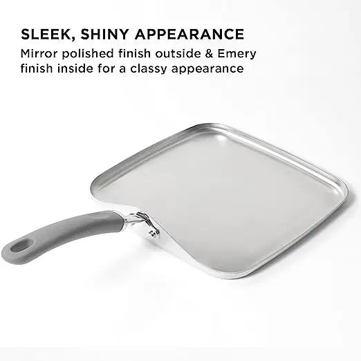 Meyer Trivantage Stainless Steel Open Square Tawa 31612 28cm Silver