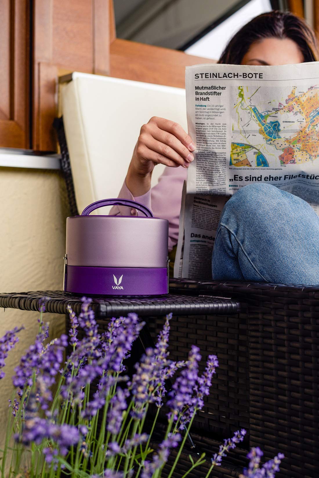 VAYA TYFFYN Lunch Box for Kids for School, Polished Stainless Steel 600ml Insulated Tiffin Box Without BagMat, Hot Lunch Box for Boys with 2 Leak Resistant Containers, Purple