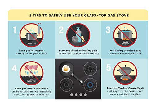 Faber Mild Steel Marvellous Glass Top 3 Brass Burners Auto Ignition Gas Stove (3B Bk Ai, Black)