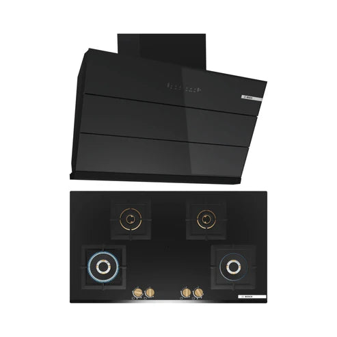 Bosch 90cm Chimney DWK98IJ60I + 90cm Hob Series 6 True Brass 3D PNF9B6G20I