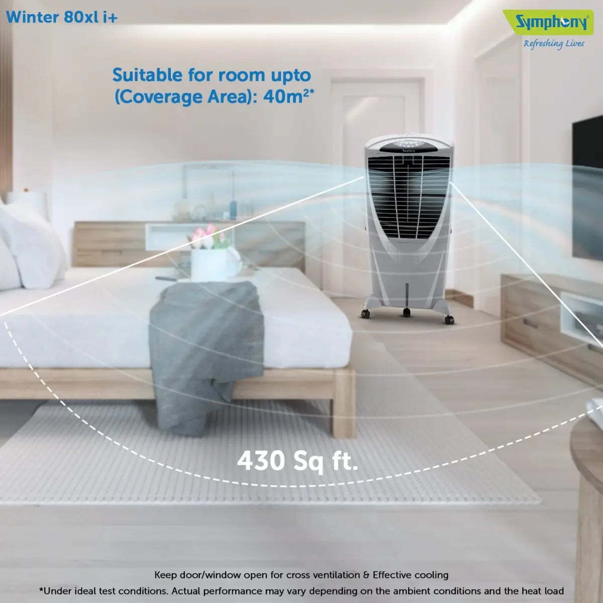 Symphony Winter 80 XL i+ Powerful Desert Air Cooler 80-litres with Remote (Grey)