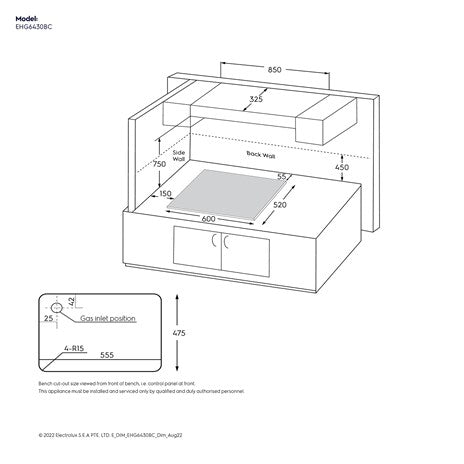 Electrolux 60Cm Ultimate Taste 300 Built In Gas Hob with 4 Cooking Zone EHG6430BC