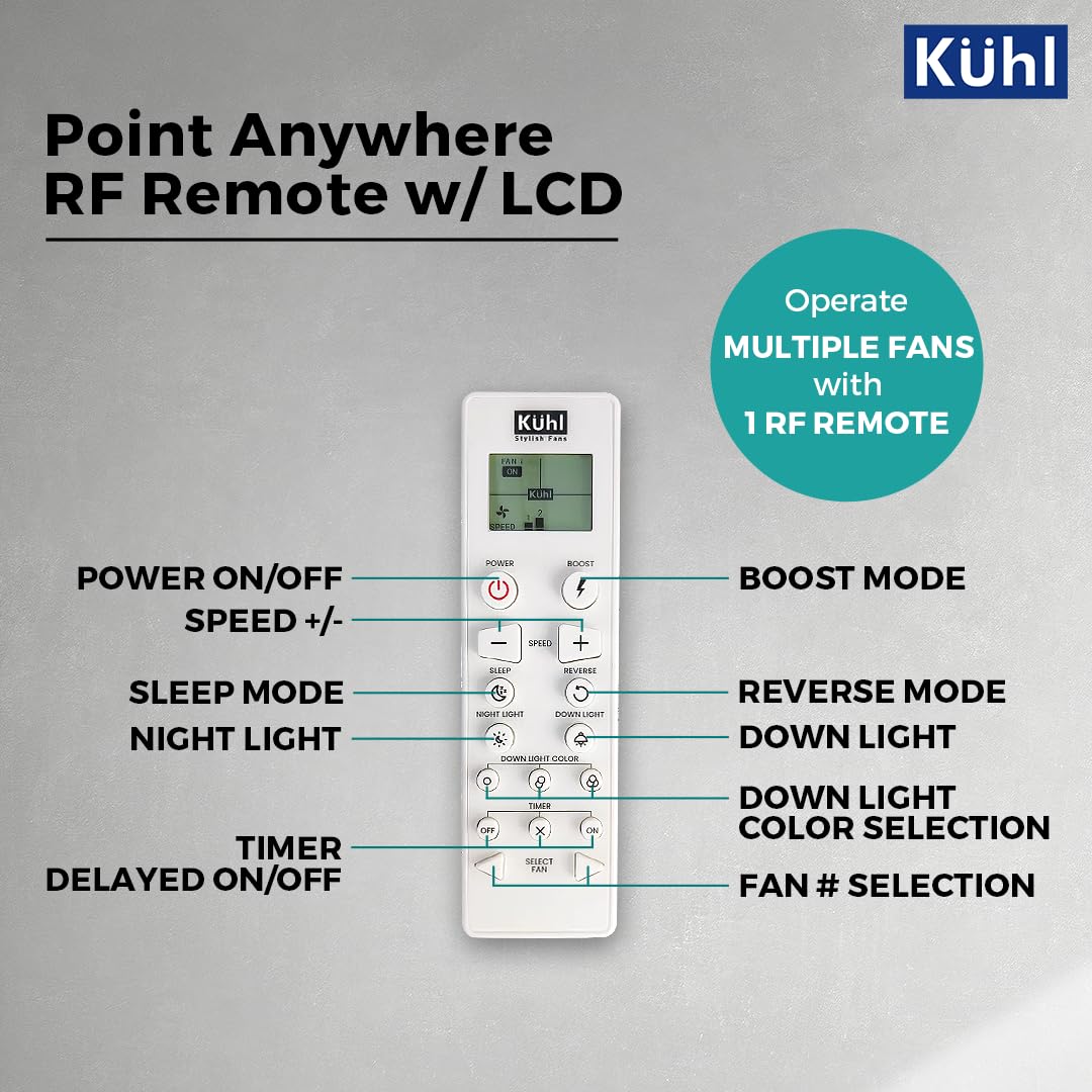 KUHL Luxus C5 1320mm Stylish Power Saving BLDC Ceiling Fan with Remote | Night & Down Light | 38W | 5 Star | IoT – Operate via Mobile & Alexa | Reverse Mode | Free Installation | Copper