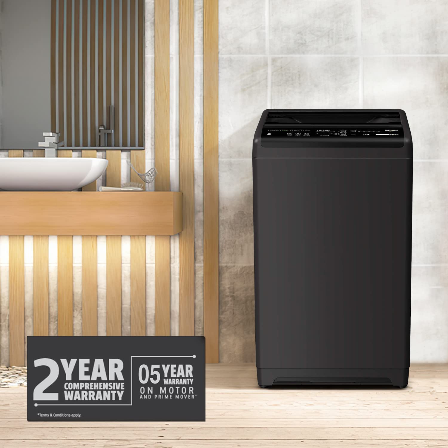 Whirlpool Washing Machine 	‎WM ROYAL 7.0 GREY 5YMW 7 Kg 5 Star