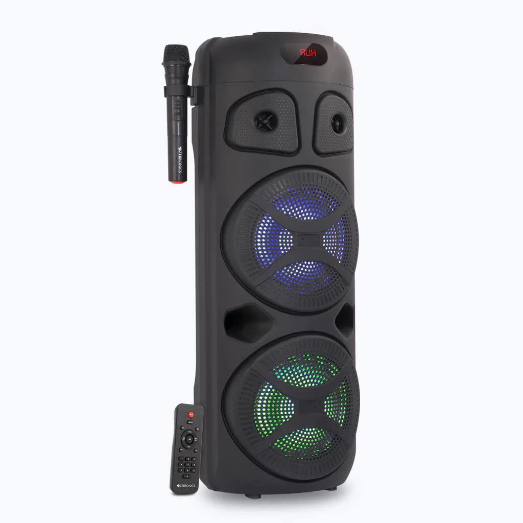 Zeb-451 Moving Monster 2X8L speaker  Retractable Handle & Wheels Full Range 20.32cm Driver and a 5.08cm Tweeter Wireless mic