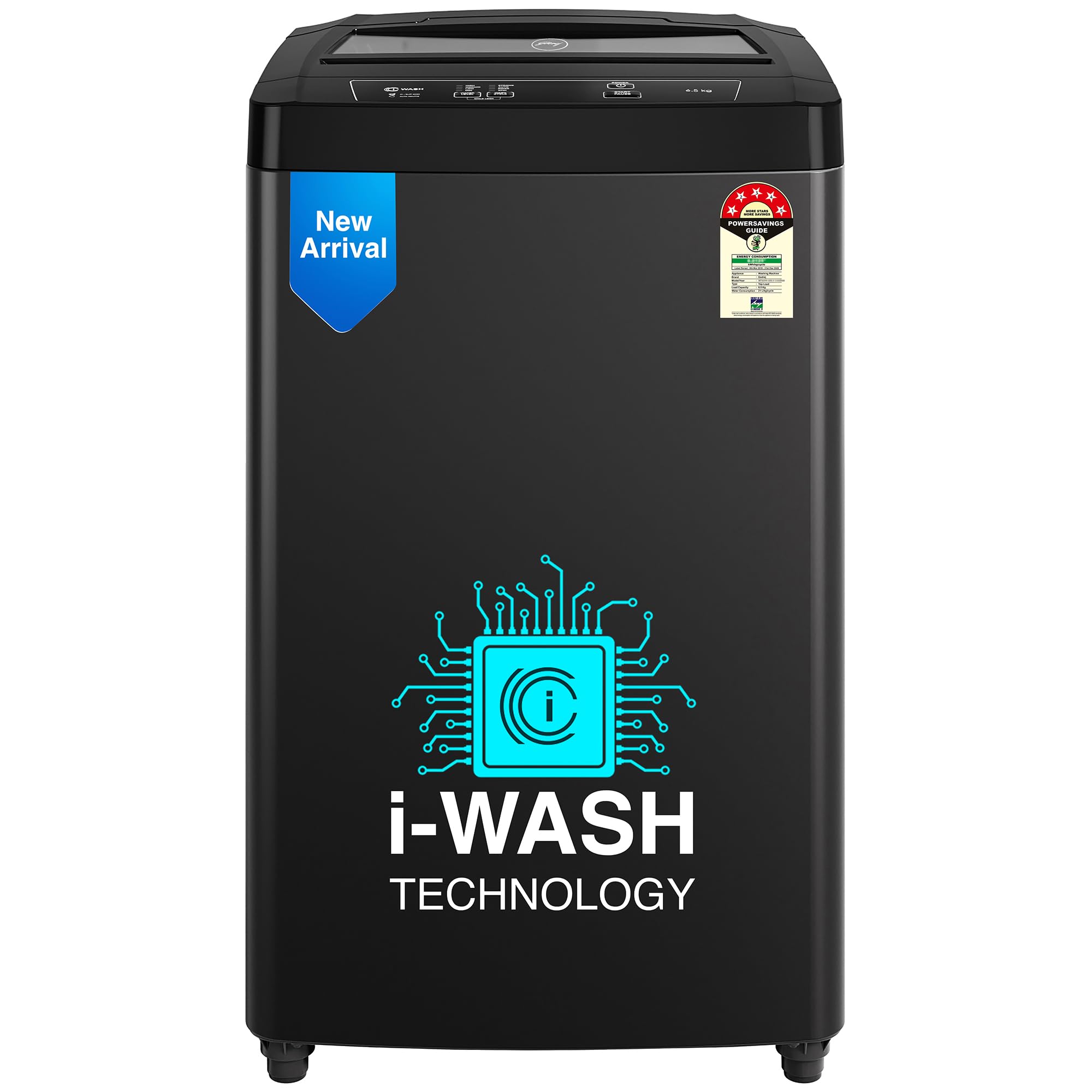 Godrej 6.5 Kg 5 Star I-Wash Technology for Automatic One Touch Wash Fully-Automatic Top Load Washing Machine (2023 Model, WTEON 650 AP 5.0 GPGR, Graphite Grey, With Toughened Glass Lid)