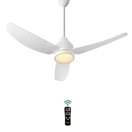 KUHL Stylish Fan Luxus C13 | 30W | BLDC Technology | 5-Star Rated | Operate on Remote-Mobile-Alexa | Night & Down Light |1200 mm sweep | Aerodynamic ABS 3 Blades | Reverse Mode | White (C13, White)