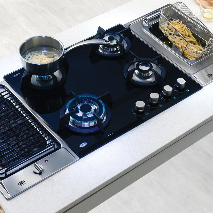 Kaff KHB 60 BR 4 Brass Burner Black Built In Hob