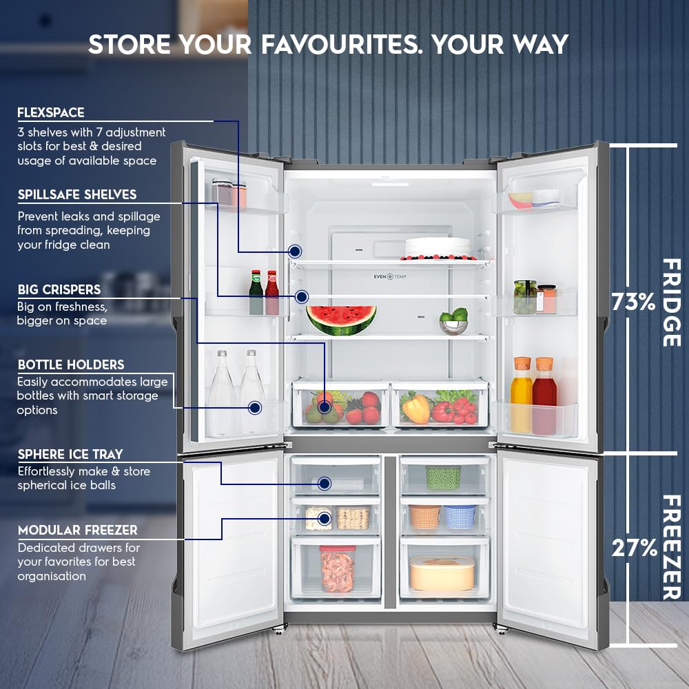 Electrolux EQE5600B-S 564L French Door Refrigerator: Spacious & Efficient Inverter Design