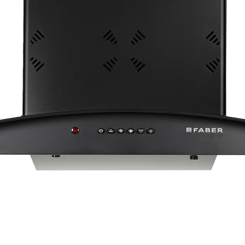 Faber 60cm 1150 m³/hr Autoclean Kitchen Chimney | Curved Glass | Filterless | Black Finish | Push Button Control | 8Yr Warranty on Motor 2Yr Comprehensive by Faber | HOOD ACE PRO IN 3D HC PB