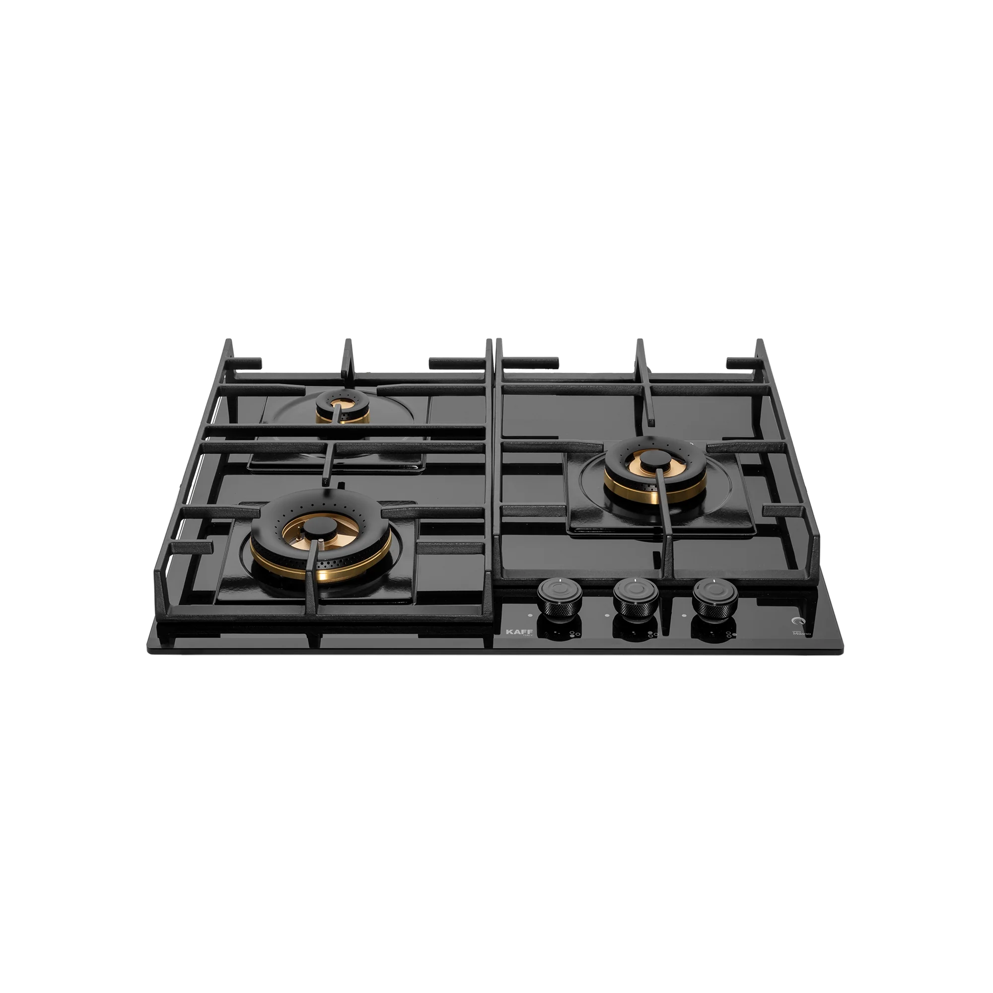 Kaff MFBX 603: 3 Full Brass Burners Built-in Hob with Square Drip Tray and Auto Electric Ignition