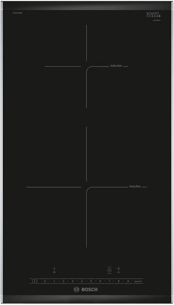 Bosch PIB375FB5I 30 cm black two-zone induction hob top view