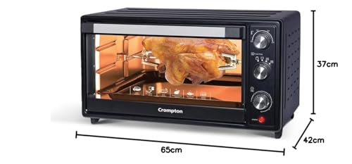 Crompton Tandoori Magic 45 Ltr Oven Toaster Grill (OTG) with Motorissed Rotisserie & Convection, with Even Heat Distribution | Free Mitten and Pizza stone