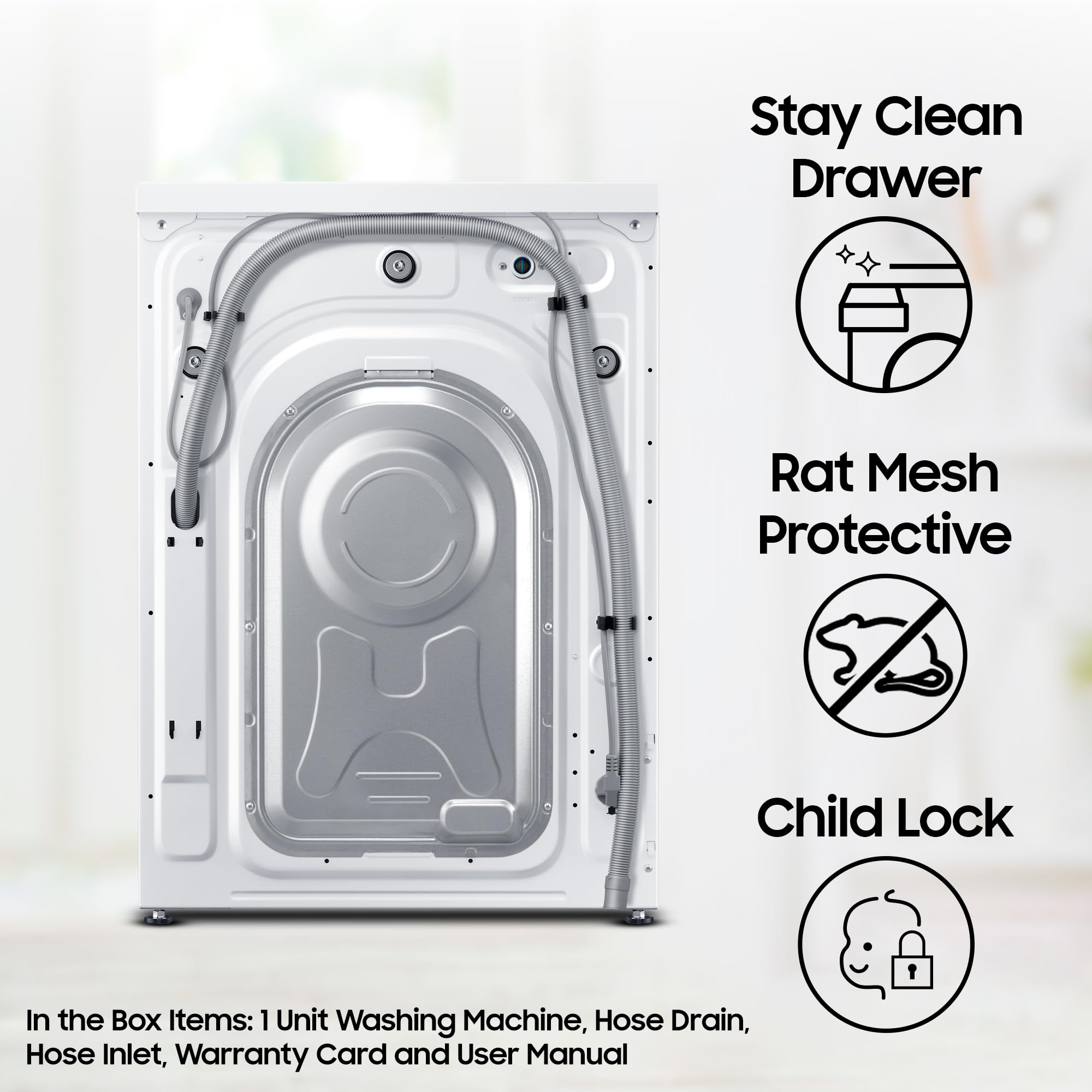 Samsung 7 kg, 5 Star, Digital Inverter Motor, Fully-Automatic Front Load Washing Machine (WW70T4020EE1TL, Hygiene Steam, White, Awarded as Washing Machine Brand of the year)