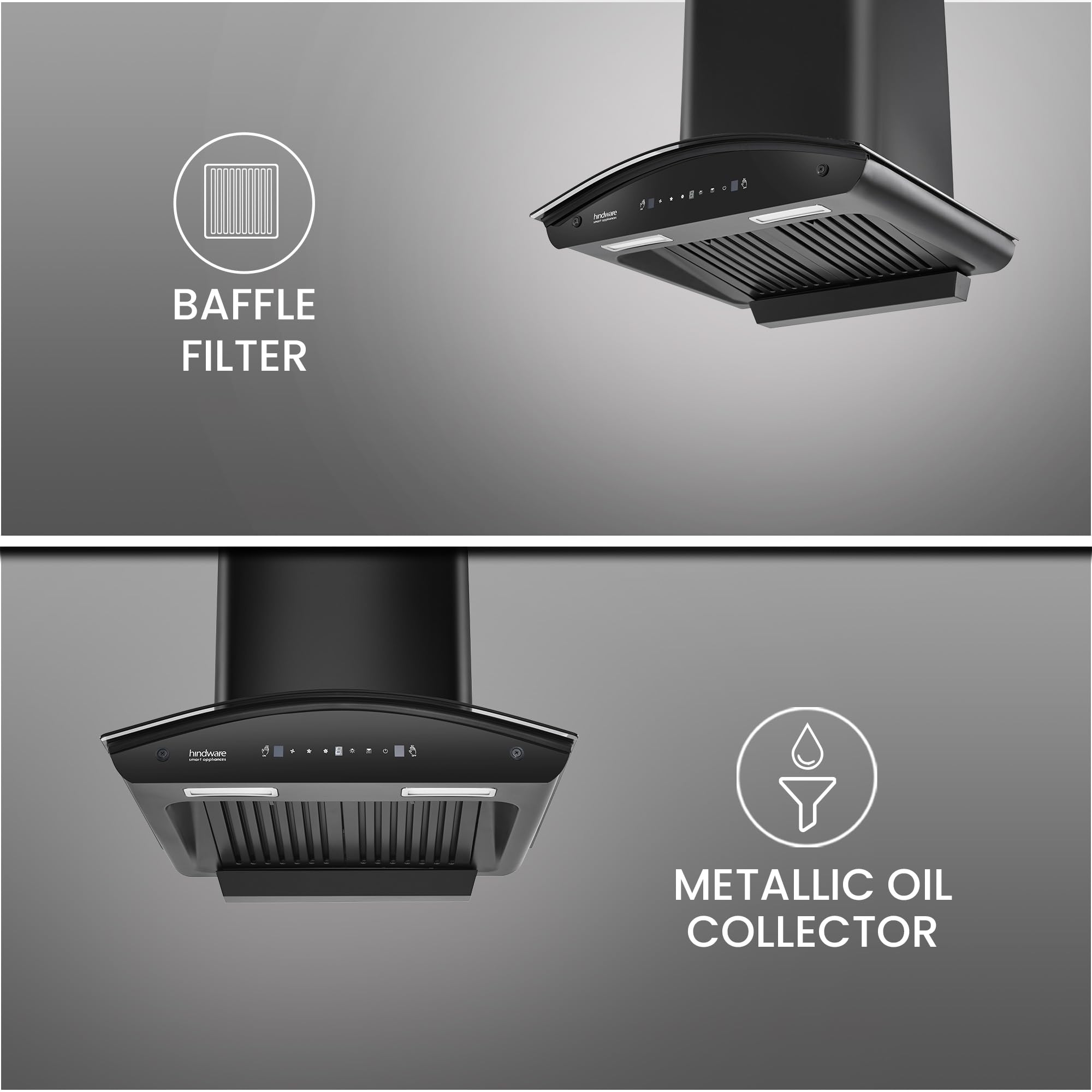 Hindware Smart Appliances Lyra 60 Auto Clean Kitchen Chimney with Max Suction 1300 m3/hr | Energy Efficient LED Lamps | Thermal Auto Clean Technology | Motion Sensor | Kitchen Chimney
