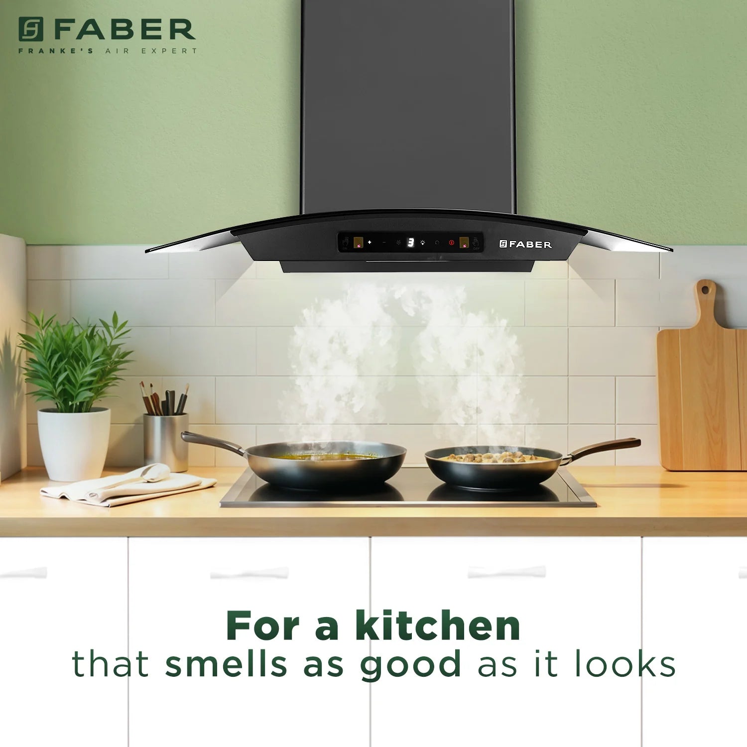 Faber Hood Zeal BLDC HC SC FL BK IN 75 - C – 75cm Kitchen Chimney, 1500 m³/hr Suction & Heat Auto Clean
