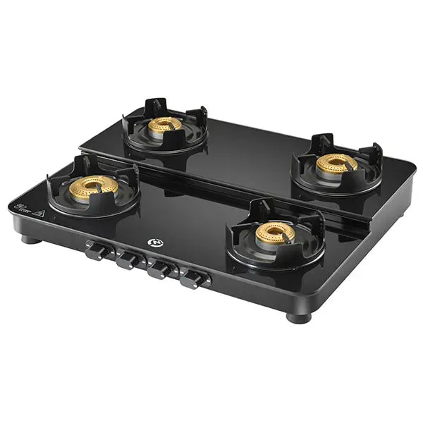 Hindware 63 cm 4 Burner Cooktop Alverio Dplx Black Manual Ignition