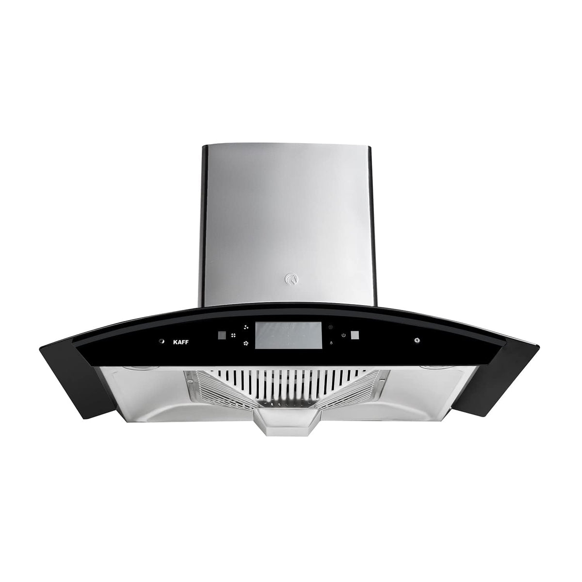 Kaff STELLA DHC 90 SS chimney underside view showing the extraction system and oil collector